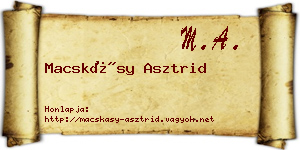 Macskásy Asztrid névjegykártya